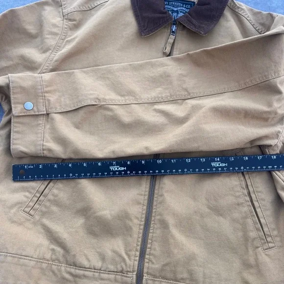 Levis Mens Tan Canvas Workwear Jacket Corduroy Collar Brown A1830-00005 Small - Picture 8 of 8